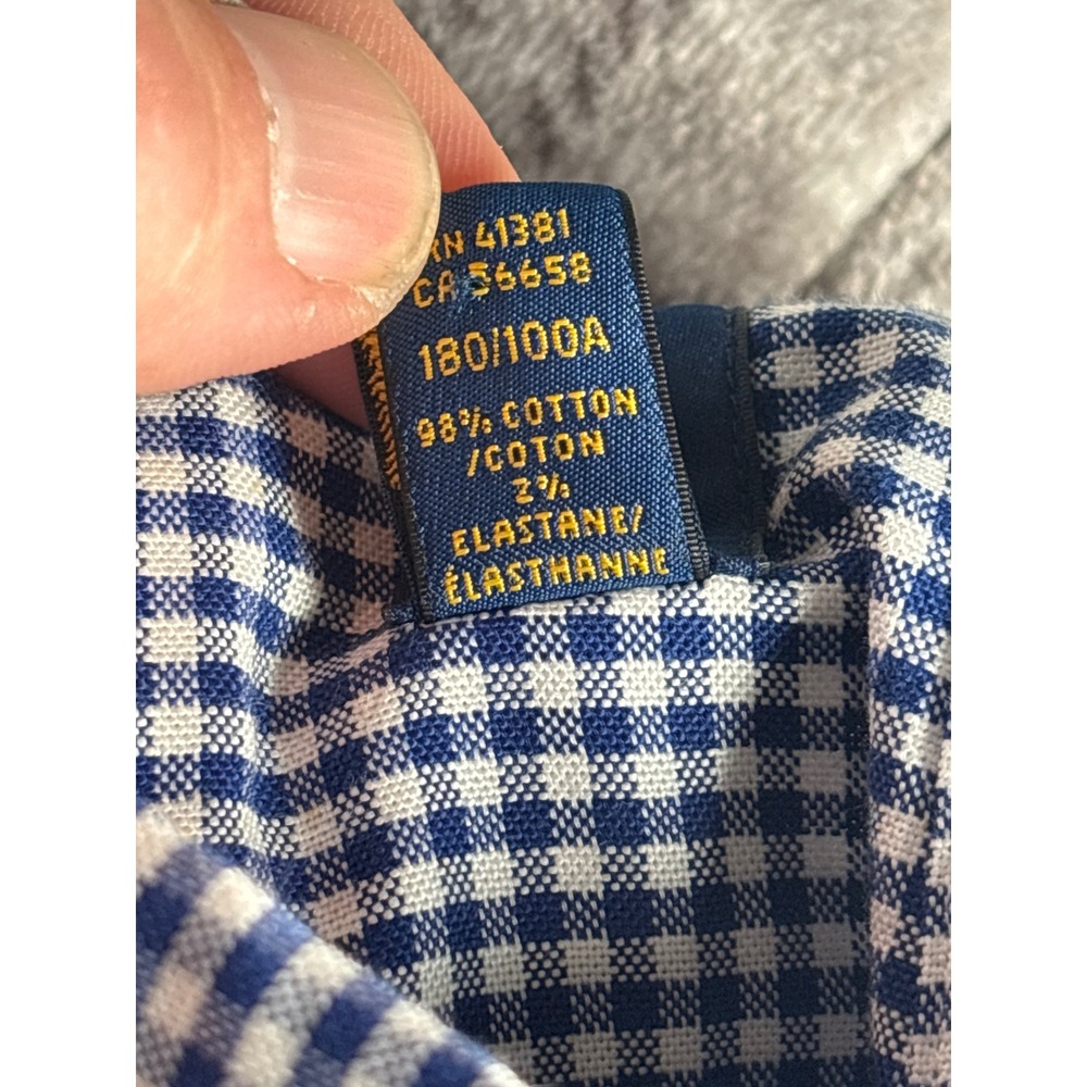 Ralph Lauren Mens Blue Gingham Check Button Down Shirt Large Red Pony Logo L - Picture 6 of 6